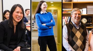 Left to right: MIT professors Lily Tsai, Paola Capellaro, and Warren Seering are “Committed to Caring."Photo: Joseph Lee