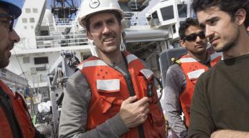 Thomas Peacock, seen here on a research cruise off the coast of California in March 2018, has conducted research at sea for 15 years on global-class research vessels and aboard local coastal vessels all over the world — from the South China Sea t...