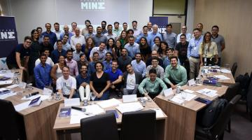 MINE Program students and other program participants at a hackathon in Salvador, Brazil, are pictured here before the Covid-19 pandemic interrupted such gatherings.