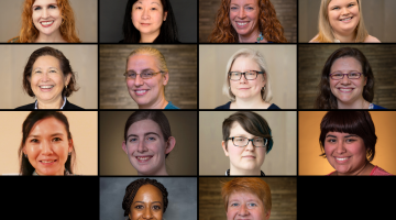 MIT Libraries staff honored with 2020 Infinite Mile Awards: (top row, l-r) Shannon Hunt, Li Cheung, Jennifer Greenleaf, Mattie Clear; (second row, l-r) Olimpia Estela Caceres-Brown, Beth Brennan, Tania Fersenheim, Sara Meyers; (third row, l-r) Hy...