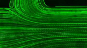 Time-lapse microscopic images of particle-based flow visualization inside a ventricular catheter. The image shows the confluence of three flows: the upstream flow coming from the catheter tip direction and two flows coming in via holes facing eac...