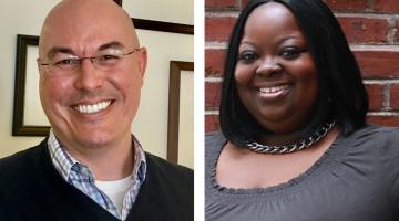 MIT’s Day of Dialogue committee co-chairs Jason McKnight, left, and La-Tarri Canty.Photo credit: Liza Ruano (left) and Stephanie Tran